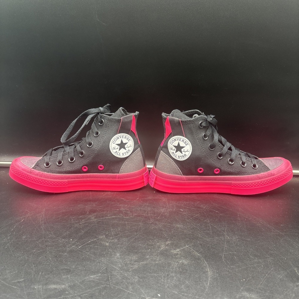 Custom Converse "Converse By You" size 5 women, 3 men /youth NEON HOT Pink Black